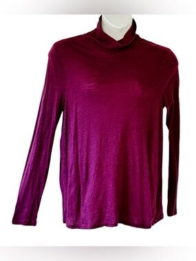 Pact Organic Cotton Women's Featherweight Slub Relaxed Turtleneck Berry Color XL